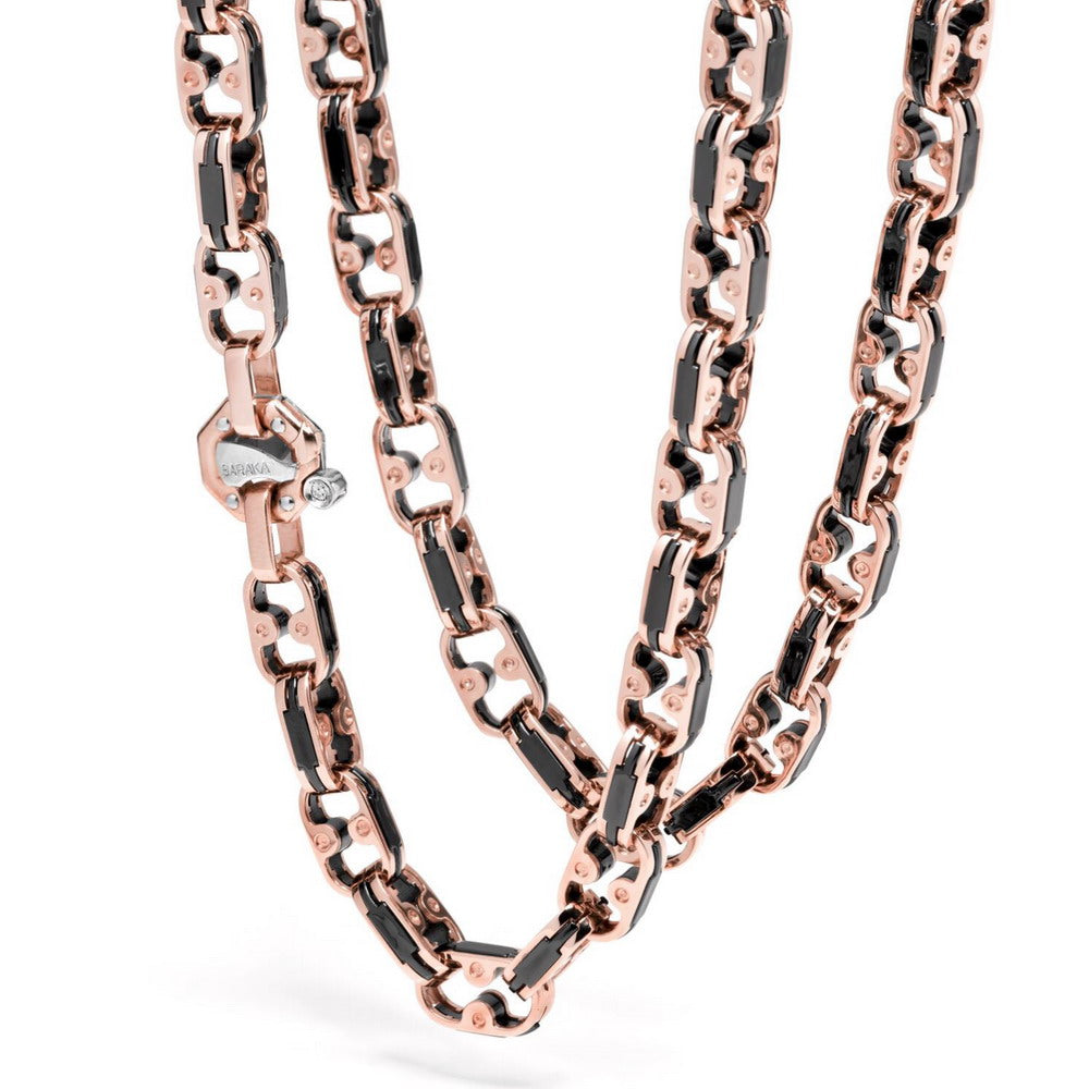 Baraka Cyborg Ceramic Chain GC221511ROCN-02, a men's chain in rose and white gold and black ceramic set with diamonds