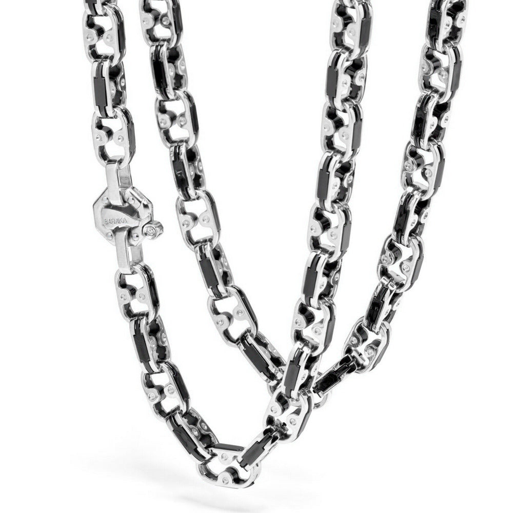Baraka Cyborg Ceramic Chain GC221511BOCN-02, a men's chain in white gold and black ceramic set with diamonds