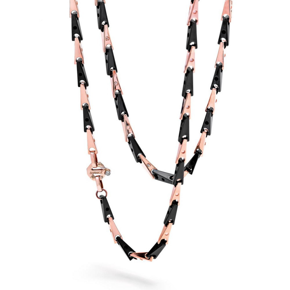 Baraka Cyborg Ceramic Chain GC232071ROCN-02, a men's chain in rose gold and black ceramic set with diamonds