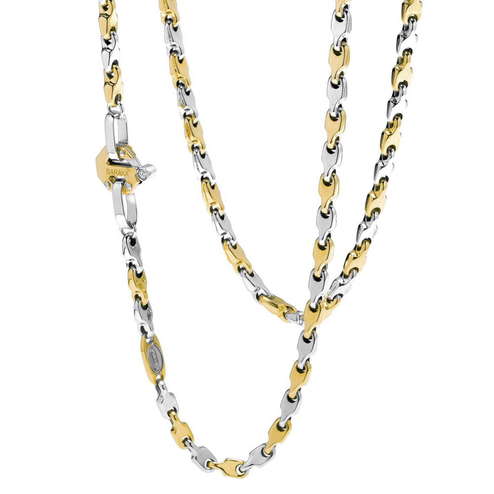 Baraka Nexus Chain GC241001GBAU-02, a men's chain in white and yellow gold set with diamonds