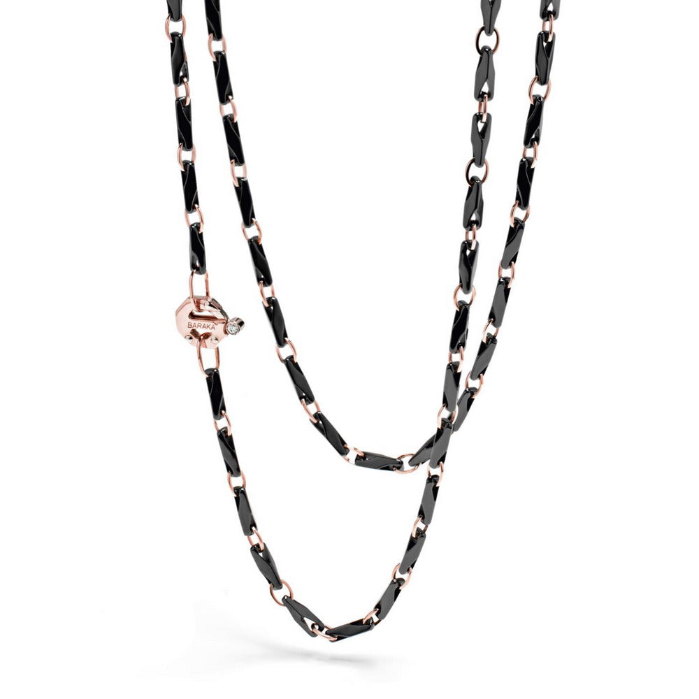 Baraka Cyborg Ceramic Chain GC243281ROCN-02, a men's chain in rose gold and black ceramic set with diamonds