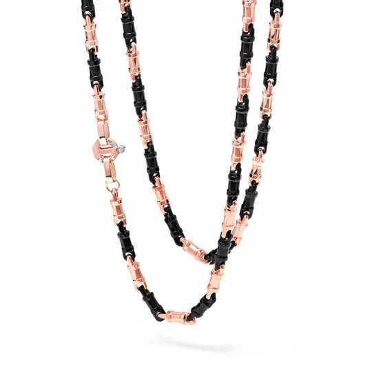 Baraka Cyborg Ceramic Chain GC245141ROCN-02, a men's chain in rose gold and black ceramic set with diamonds