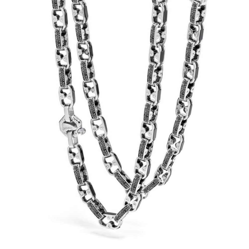 Baraka Cyborg Ceramic Chain GC252071BODN, a men's chain in white gold and black ceramic set with diamonds