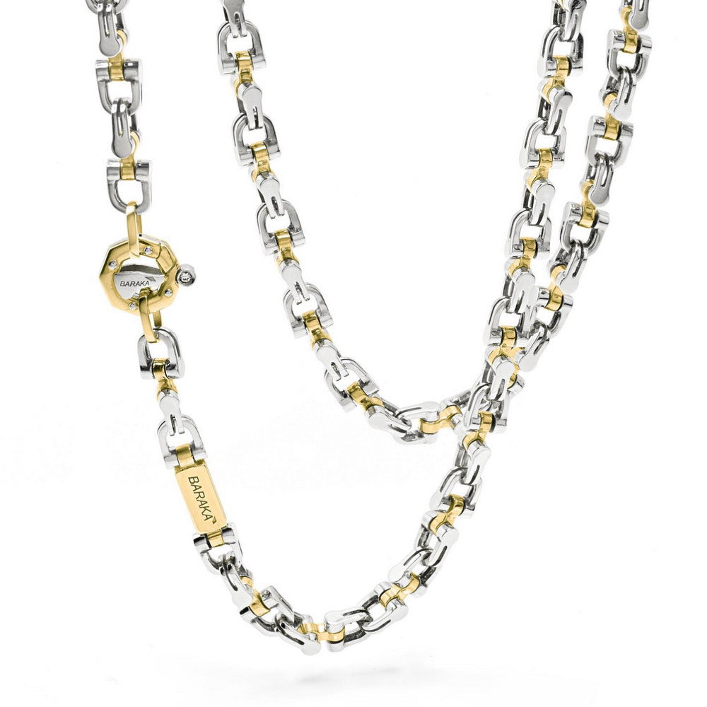 Baraka Ritmika Chain GC261201BGLU-02, a men's chain in white and yellow gold set with diamonds