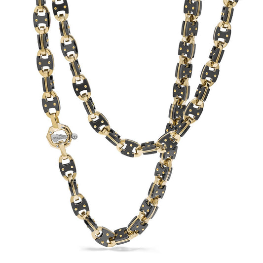 Baraka Cyborg Ceramic Chain GC271071GICN-02, a men's chain in yellow gold and black ceramic set with diamonds