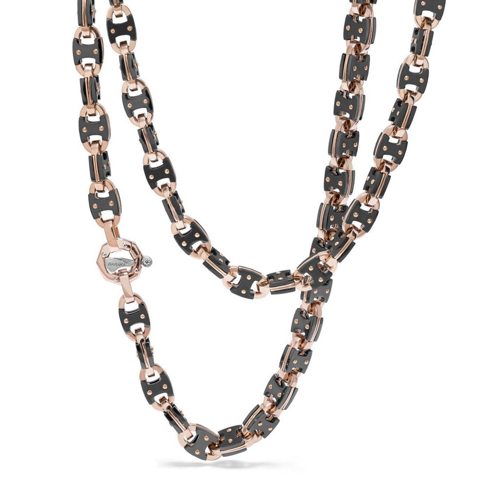 Baraka Cyborg Ceramic Chain GC271071ROCN-02, a men's chain in rose gold and black ceramic set with diamonds