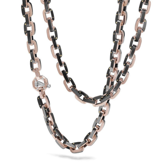 Baraka Cyborg Ceramic Chain GC271091ROCN-02, a men's chain in rose and white gold and black ceramic set with diamonds