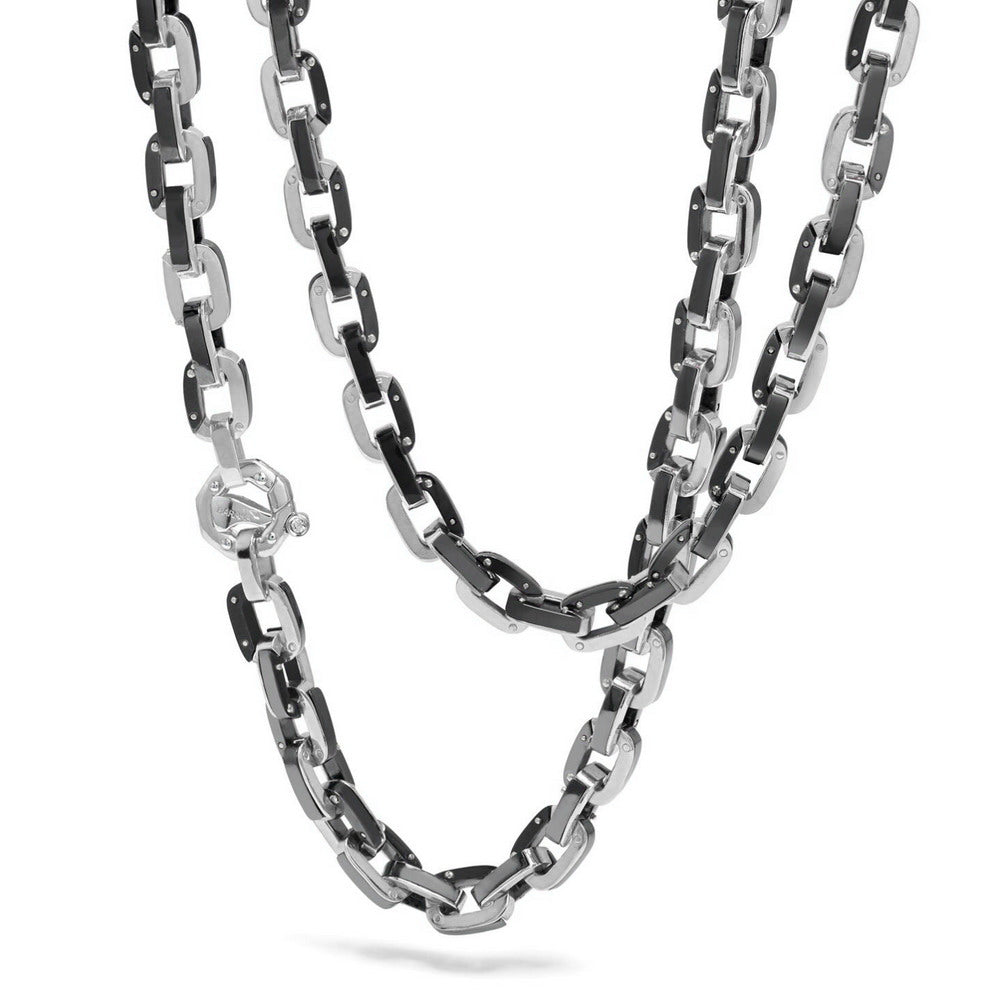Baraka Cyborg Ceramic Chain GC271091BOCN-02, a men's chain in white gold and black ceramic set with diamonds