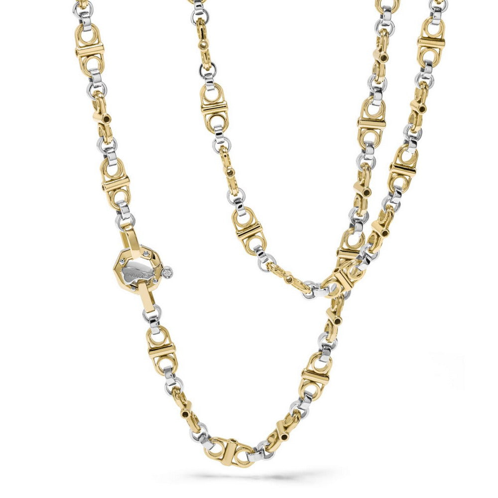 Baraka Ritmika Chain GC271151GBLU-02, a men's chain in white and yellow gold set with diamonds