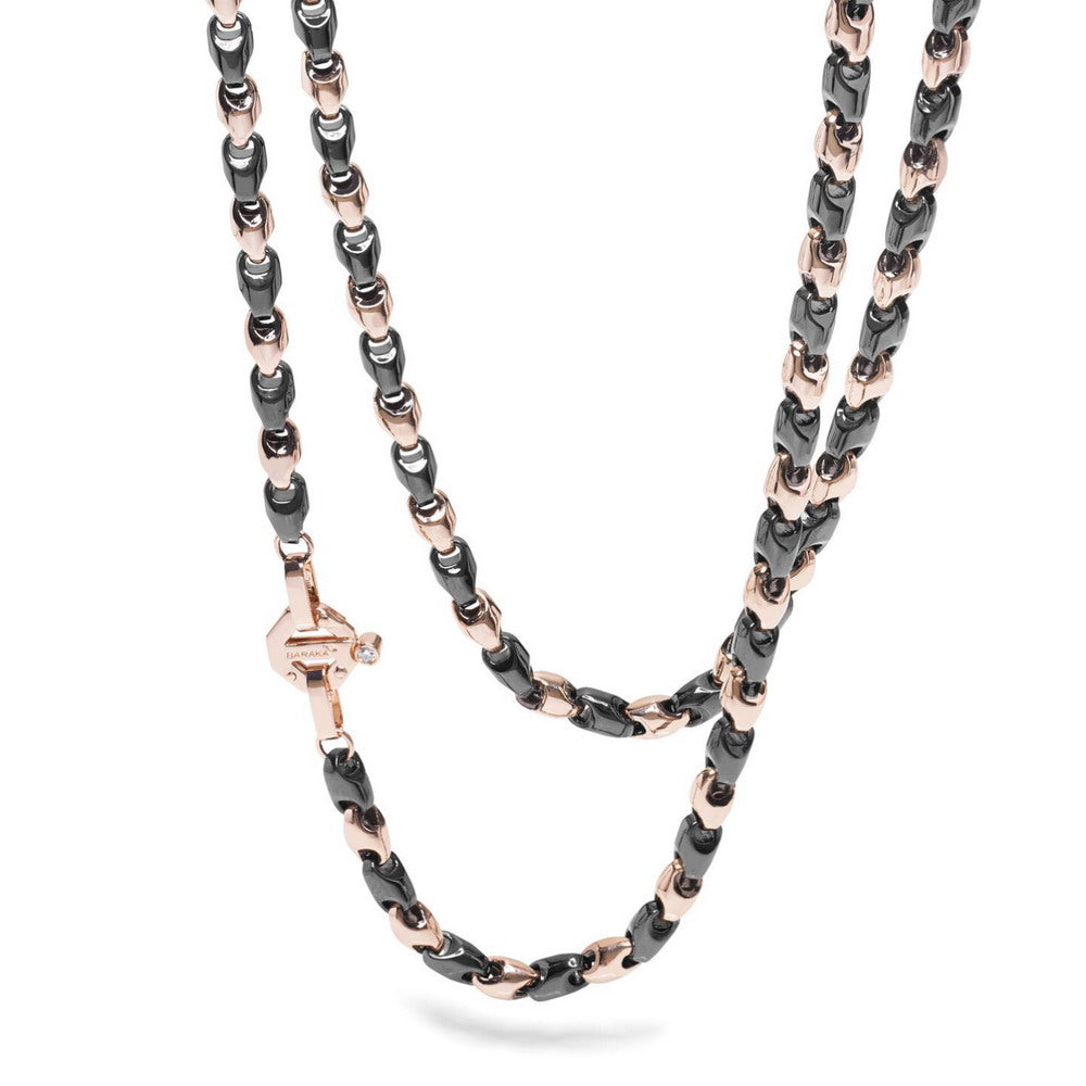 Baraka Cyborg Ceramic Chain GC275391ROCN-02, a men's chain in rose gold and black ceramic set with diamonds