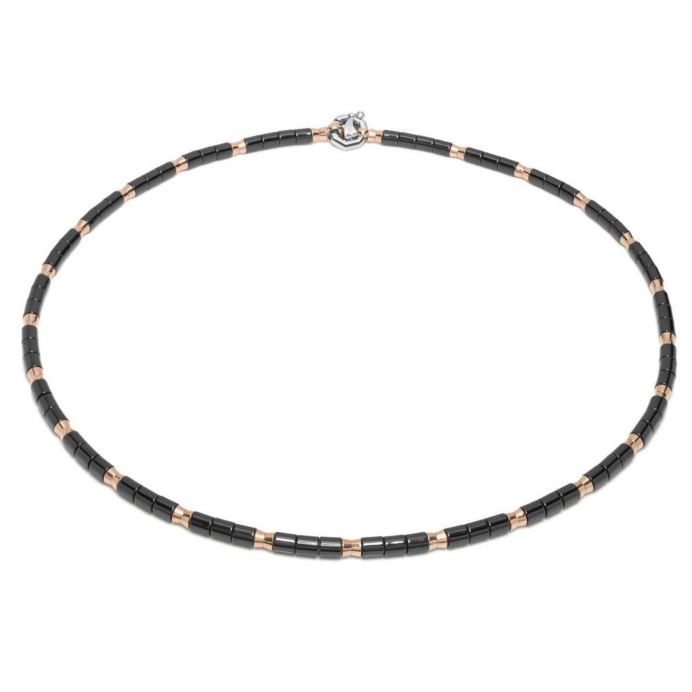 Baraka Snake Chain GC281021ROCN-02, a men's chain in rose gold and black ceramic set with diamonds