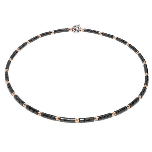Baraka Snake Chain GC281021ROCN-02, a men's chain in rose gold and black ceramic set with diamonds