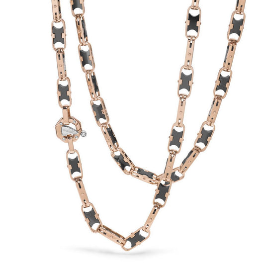 Baraka Cyborg Ceramic Chain GC282251ROCN-02, a men's chain in rose and white gold and black ceramic set with diamonds