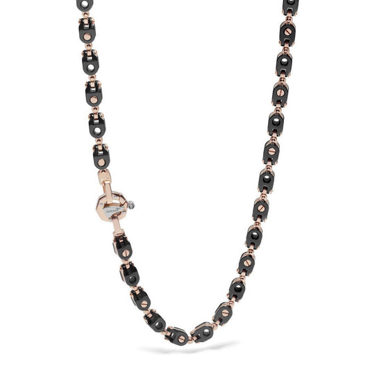 Baraka Cyborg Ceramic Chain GC291031ROCN-02, a men's chain in rose and white gold and black ceramic set with diamonds