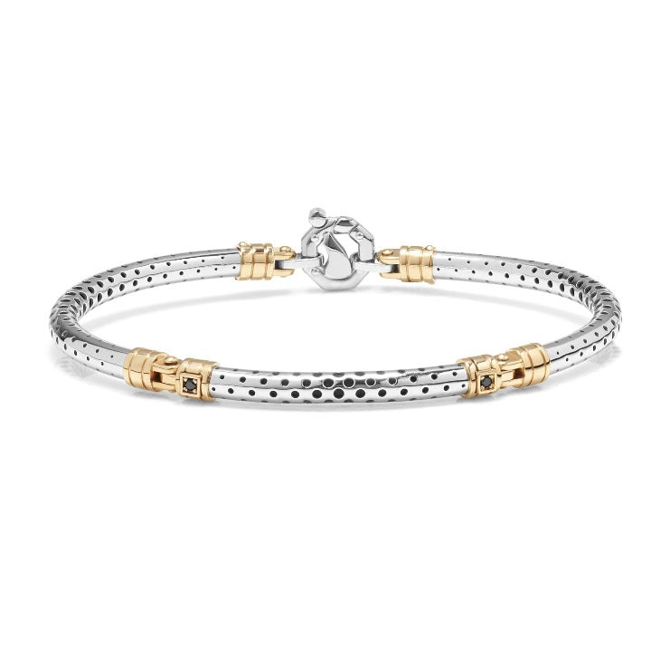 Baraka Croce Cardano Bracelet BR313001BRDN-10, a men's bracelet in rose and white gold and rubber set with diamonds