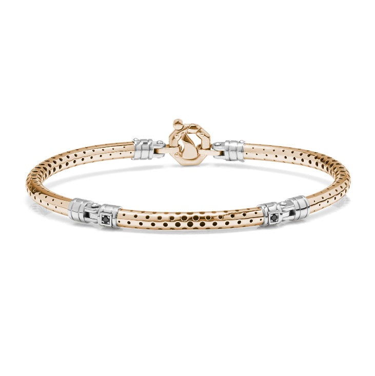 Baraka Croce Cardano Bracelet BR313001RBDN-10, a men's bracelet in rose and white gold and rubber set with diamonds