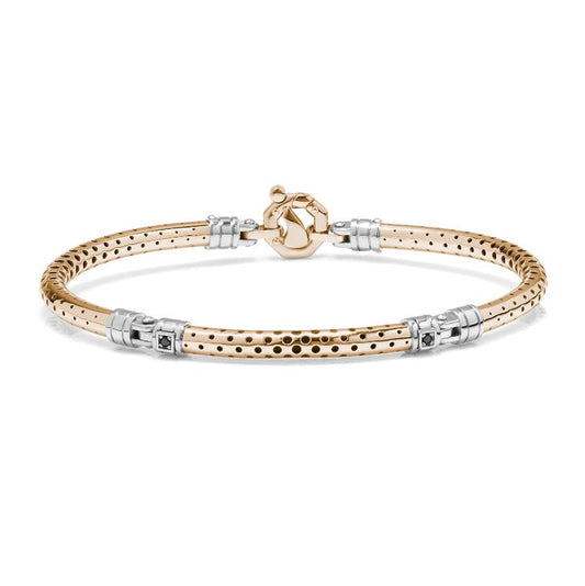 Baraka Croce Cardano Bracelet BR313001RBDN-10, a men's bracelet in rose and white gold and rubber set with diamonds