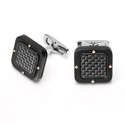 Baraka Black One Cufflinks PS261251GRCO, a men's pair of cufflinks in rose gold and carbon fibre
