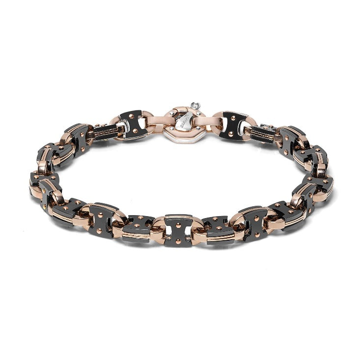 Baraka Cyborg Ceramic Bracelet BR271071ROCN-02, a men's bracelet in rose gold and black ceramic set with diamonds