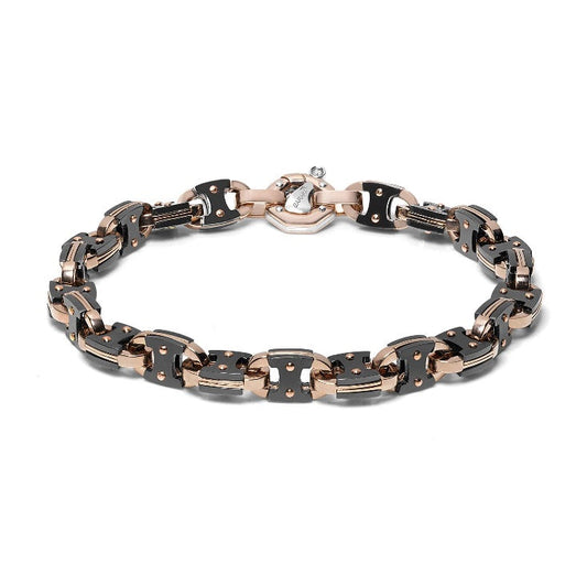 Baraka Cyborg Ceramic Bracelet BR271071ROCN-02, a men's bracelet in rose gold and black ceramic set with diamonds