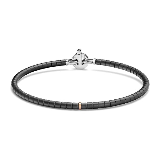 Baraka Cyborg Ceramic Bracelet BR372201ROLU-02, a men's bracelet in rose gold and black ceramic set with diamonds