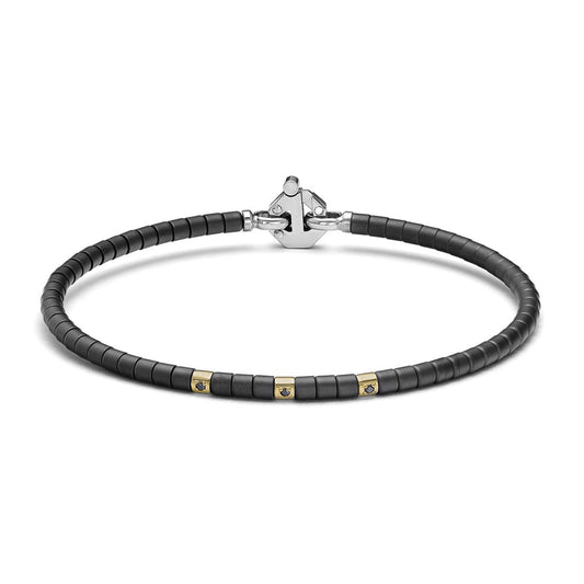 Baraka Cyborg Ceramic Bracelet BR372311GIDN-05, a men's bracelet in yellow gold and black ceramic set with diamonds
