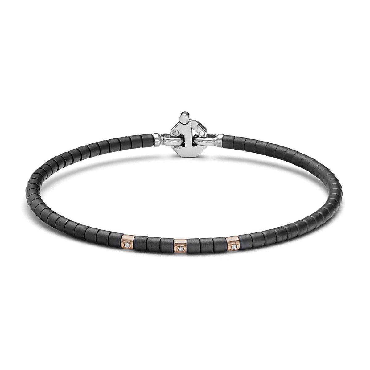 Baraka Cyborg Ceramic Bracelet BR372311RODB-05, a men's bracelet in rose gold and black ceramic set with diamonds