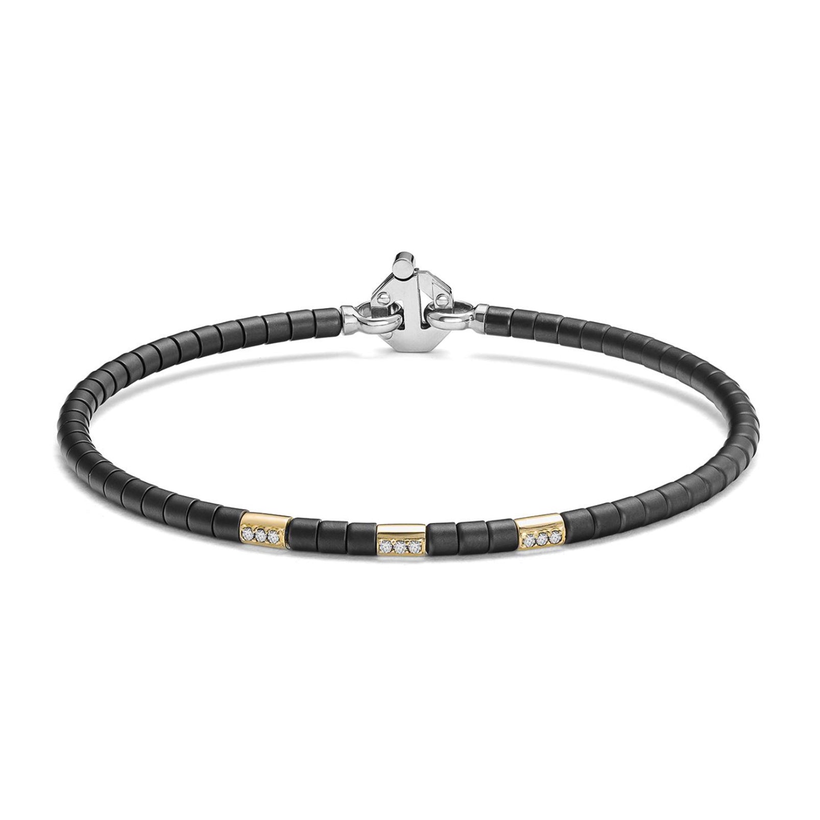 Baraka Cyborg Ceramic Bracelet BR372411GIDB-11, a men's bracelet in yellow gold and black ceramic set with diamonds