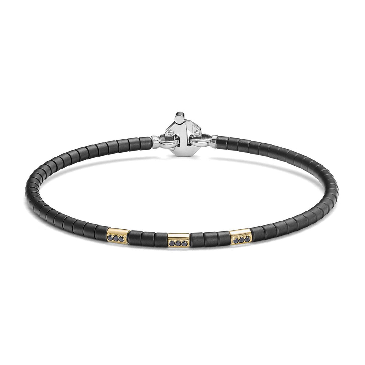 Baraka Cyborg Ceramic Bracelet BR372411GIDN-11, a men's bracelet in yellow gold and black ceramic set with diamonds