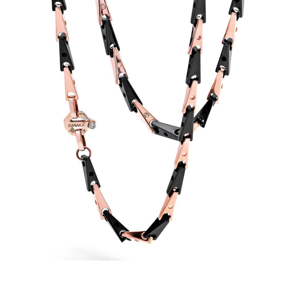 Baraka Cyborg Ceramic Chain GC232071ROCN-02, a men's chain in rose gold and black ceramic set with diamonds