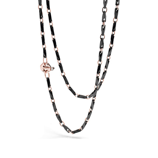 Baraka Cyborg Ceramic Chain GC243281ROCN-02, a men's chain in rose gold and black ceramic set with diamonds