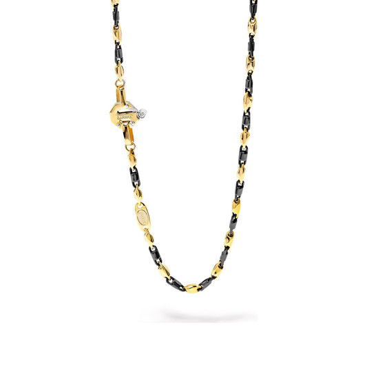 Baraka Cyborg Ceramic Chain GC245101GICN-02, a men's chain in white and yellow gold and black ceramic set with diamonds