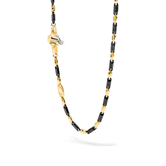 Baraka Cyborg Ceramic Chain GC245121GICN-02, a men's chain in white and yellow gold and black ceramic set with diamonds