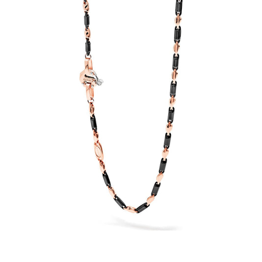 Baraka Cyborg Ceramic Chain GC245121ROCN-02, a men's chain in rose and white gold and black ceramic set with diamonds