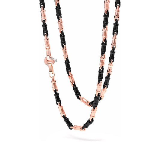 Baraka Cyborg Ceramic Chain GC245141ROCN-02, a men's chain in rose gold and black ceramic set with diamonds