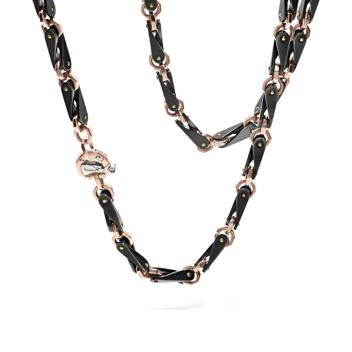Baraka Cyborg Ceramic Chain GC261091ROCN-02, a men's chain in rose gold and black ceramic set with diamonds