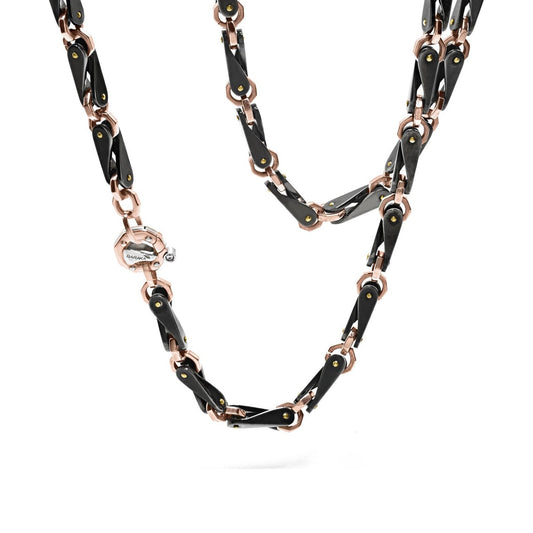 Baraka Cyborg Ceramic Chain GC261091ROCN-02, a men's chain in rose gold and black ceramic set with diamonds