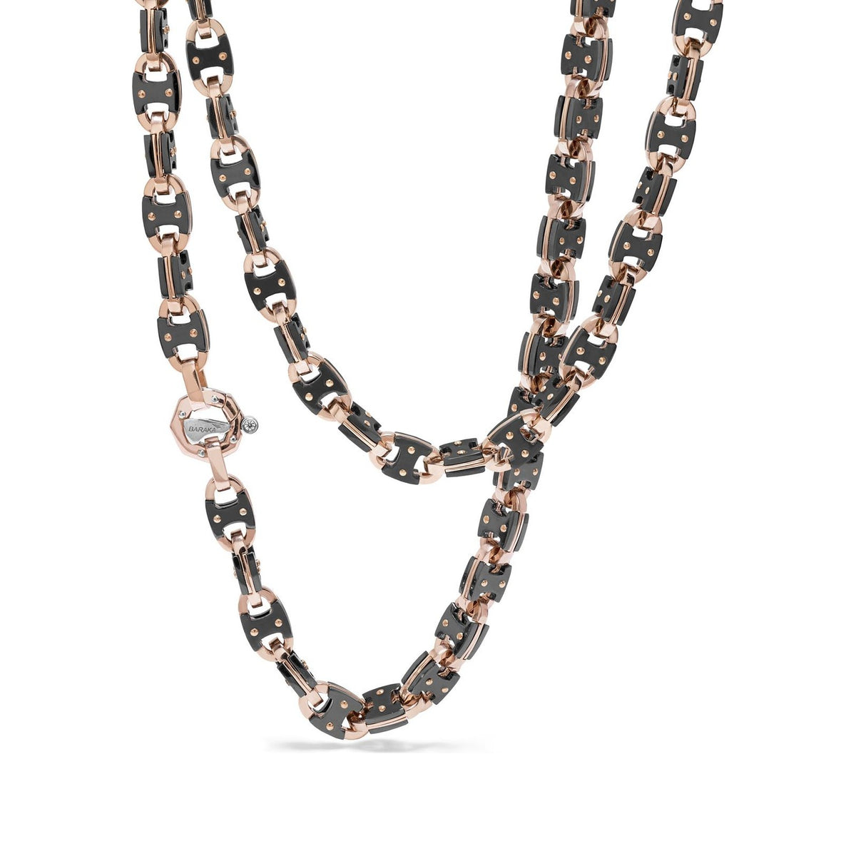 Baraka Cyborg Ceramic Chain GC271071ROCN-02, a men's chain in rose gold and black ceramic set with diamonds
