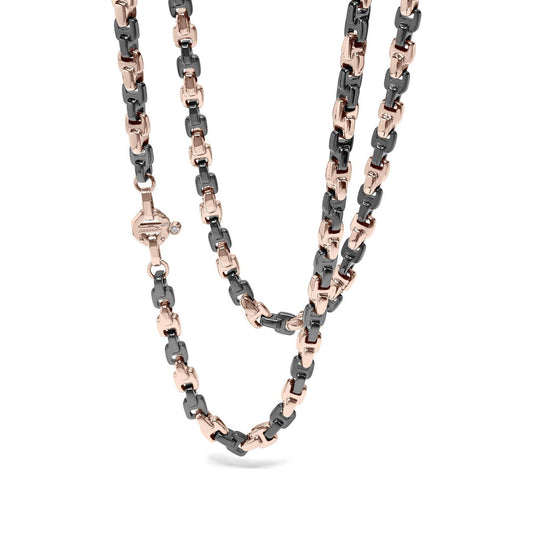 Baraka Cyborg Ceramic Chain GC275381ROCN-02, a men's chain in rose gold and black ceramic set with diamonds