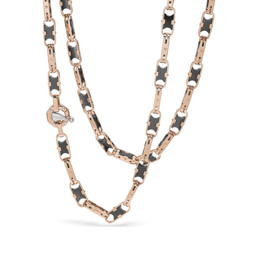Baraka Cyborg Ceramic Chain GC282251ROCN-02, a men's chain in rose and white gold and black ceramic set with diamonds