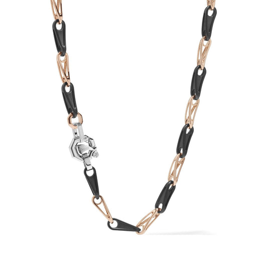 Baraka Cyborg Ceramic Chain GC292231ROCN-02, a men's chain in rose gold and black ceramic set with diamonds