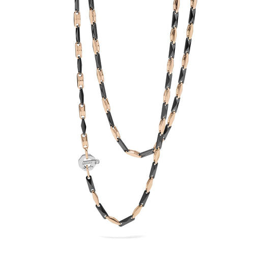 Baraka Cyborg Ceramic Chain GC293221ROCN-02, a men's chain in rose gold and black ceramic set with diamonds