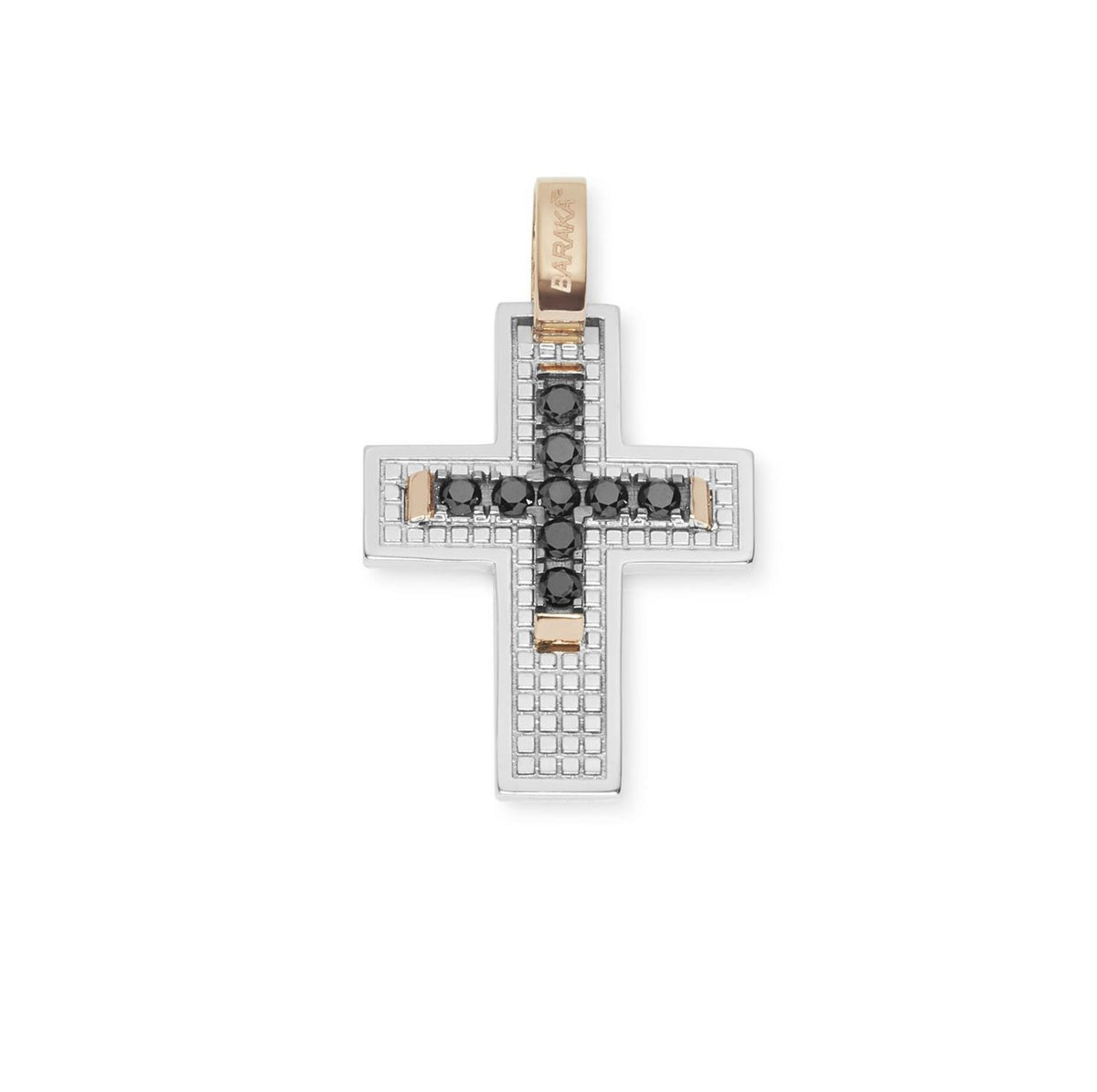 Baraka Diamonds Cross CR314131BRDN-36, a men's cross in rose and white gold set with diamonds