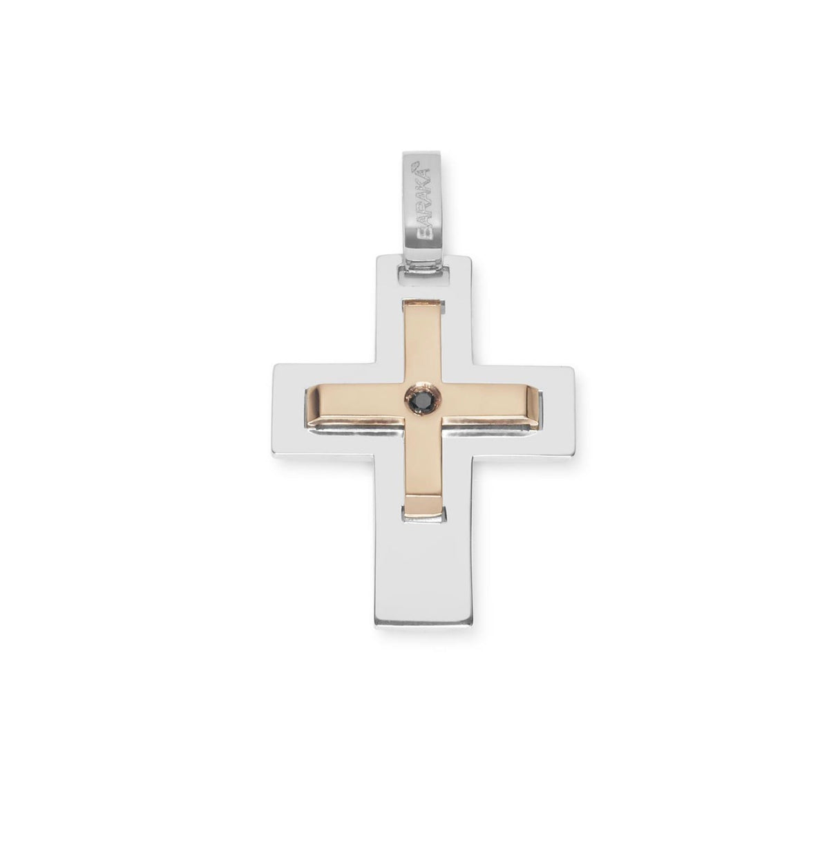 Baraka Diamonds Cross CR314141TRDN-02, a men's cross in rose and white gold set with diamonds