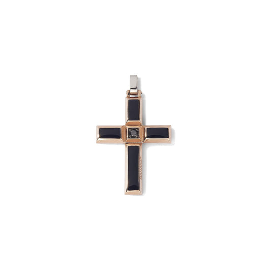 Baraka Diamonds Cross CR362001RODN, a men's cross in rose gold set with diamonds