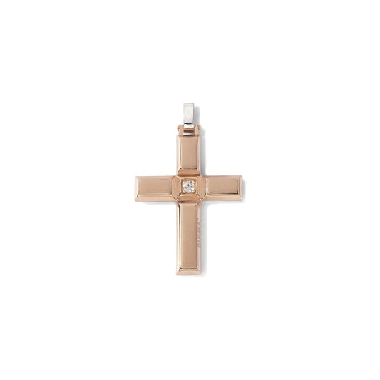 Baraka Diamonds Cross CR362101RODB, a men's cross in rose gold set with diamonds