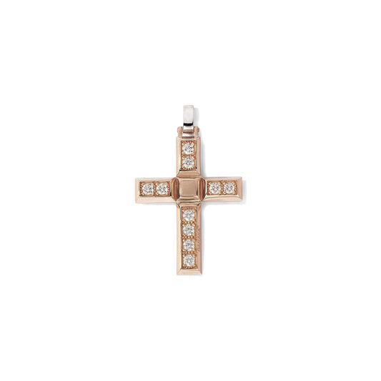 Baraka Diamonds Cross CR362111RODB, a men's cross in rose gold set with diamonds