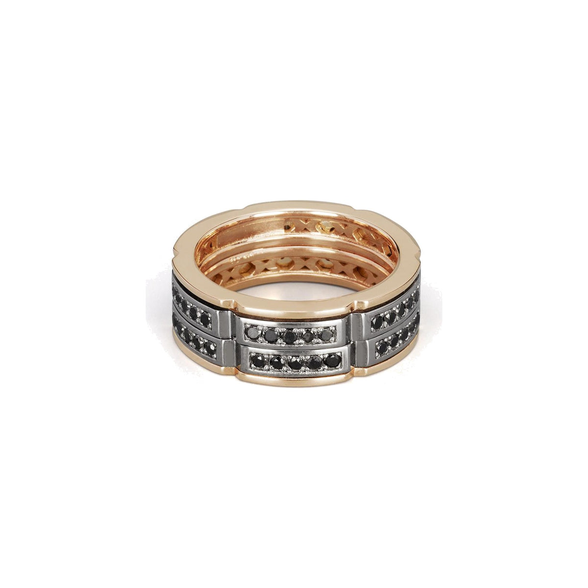 Baraka Diamonds Ring AN353021RBDN, a men's ring in rose and white gold set with diamonds