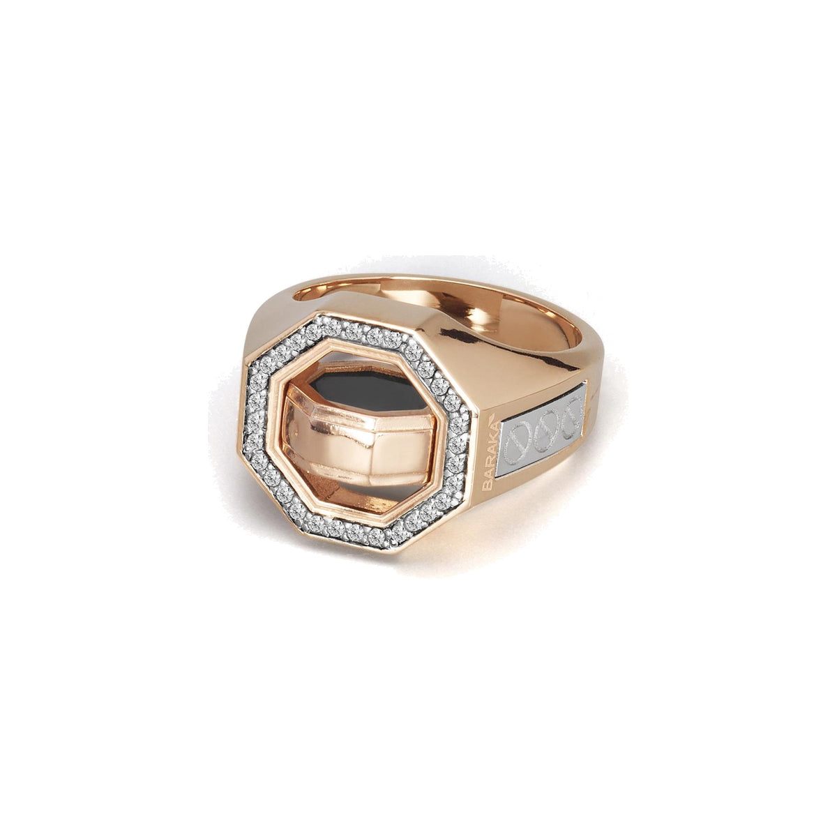 Baraka Diamonds Ring AN353071RBDB, a men's ring in rose and white gold set with diamonds