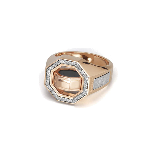 Baraka Diamonds Ring AN353071RBDB, a men's ring in rose and white gold set with diamonds